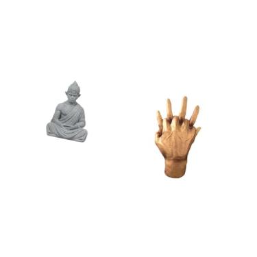 Imagem de Fenteer Estátua de Macaco Buda, Figura Colecionável em Miniatura, Escultura de Sol Wukong para Pátio de Hotel, Quintal, Mãos Entrelaçadas, Escultura, Decoraçã
