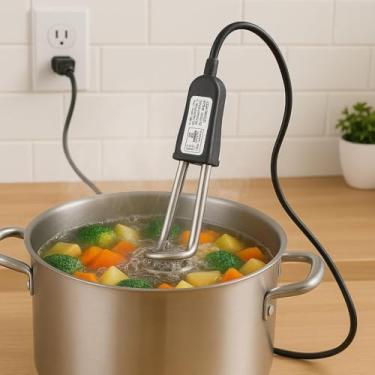 Imagem de Ebulidor Elétrico Rabo Quente Mergulhão Potente 1000W | 220V| Portátil Ferve Água Rápido Aquecedor de Água Pequeno Café Chá Viagem Cozinha Camping Compacto Portátil