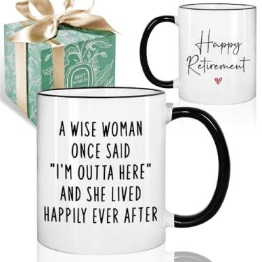 Imagem de Puouoonyi Presentes engraçados de aposentadoria para mulheres, presente de despedida de mordaça para mulheres 2025, caneca de aposentadoria presente para colega de trabalho, amiga, professora, chefe