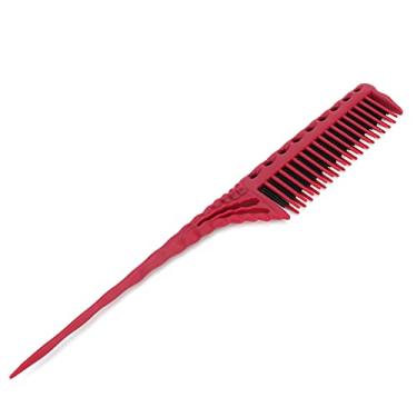 Imagem de Pente leve para artigos de salão de cabeleireiro, simples e prático, para vários penteados, pente de cabelo, design de dentes longos e curtos, para uso em salão de beleza (vermelho)
