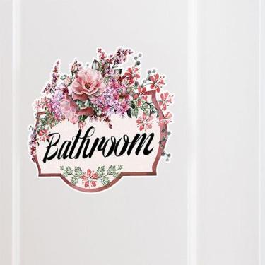 Imagem de Adesivos de parede com placa de banheiro floral em PVC 30x40cm Elegant
