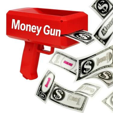 Imagem de Lança Notas Dinheiro Money Gun Lançador Brinquedo Festa Evento Casamento Comemoraçao 15 Anos Confraternizaçao Balada