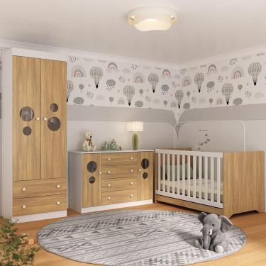 Imagem de Quarto de Bebê Completo com Berço Americano 3 em 1 Pirulito Multimóveis MP4625