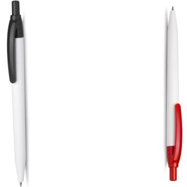 Imagem de Kit de Canetas Esferográficas Retráteis, Corpo em Papel Reciclado, Escrita Azul, Design Ergonômico, 2 Unidades, para Escritório e Escola (Preto e Vermelho)