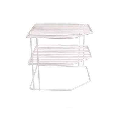 Imagem de Suporte Organizador De Prateleira Armario Suporte de Pratos Horizontal 2/3 Andares(Organizador 3 Andares Branco)