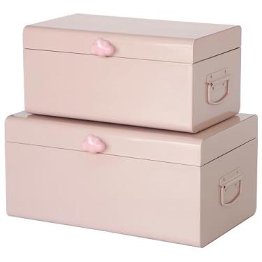 Imagem de Vixdonos Conjunto grande de 2 porta-malas decorativas de metal com fecho decorativo em forma de nuvem para recepção, casamento, bebê e chá de panela, 43 x 26 x 21 cm