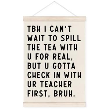 Imagem de TWRVI Cabide de pôster de escritório engraçado com moldura de madeira, decoração de parede engraçada para assistente social de conselheiro escolar, pôsteres humorísticos para conselheiro escolar