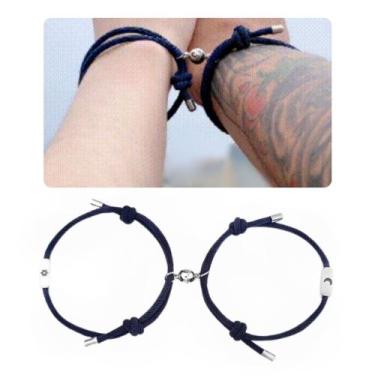 Imagem de Pulseira Conexão Casal E Amizade Sol & Lua Magnética - TOTAL, Azul, Ma
