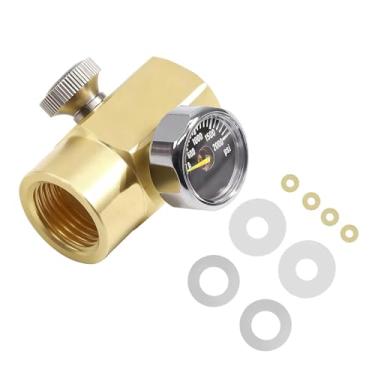 Imagem de Generic Adaptador de conexão para recarga de cilindro de CO2 para refrigerante com manômetro de 2000 PSI, acessório compacto para máquina de refrigerante, Tr21 4 para W21 8 14