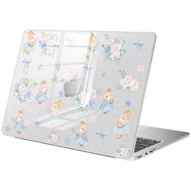 Imagem de BlHMCASE Compatível com MacBook Air de 13,5 polegadas M4 M3 M2 2025-2022 A3240 A3113 A2681 lançamento, capa rígida protetora de flor de coelho fofo para MacBook Air 13.6