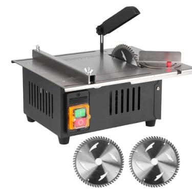 Imagem de Matybobe Serra de mesa para decoração de madeira 1200 W, tampo de mesa de aço inoxidável recentemente atualizado com régua angular e suporte ajustável