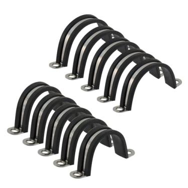 Imagem de Nicerity Braçadeiras de cabo de aço inoxidável de 6,3 cm + 5 cm, braçadeira de mangueira rígida reforçada, braçadeiras de correia de conduítes, suporte de tubo de metal para reparo de instalação de