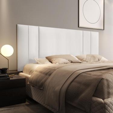 Imagem de Cabeceira Para Cama Casal Queen Luana 1,60 Estofada Corino - Branco - RPM Móveis