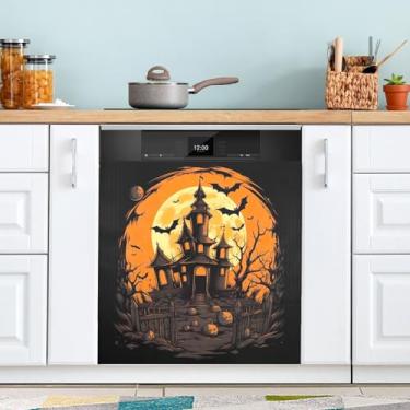 Imagem de ATTX Capa de ímã para lava-louças lua de Halloween, 58,4 cm C x 66 cm A, decoração da capa da máquina de lavar louça, decalques de armário doméstico e eletrodomésticos adesivos #68