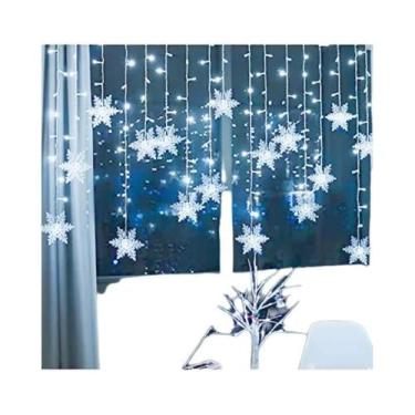 Imagem de Luzes De Natal Em Cortina De Flocos De Neve LED De 3,2M Para Decoração