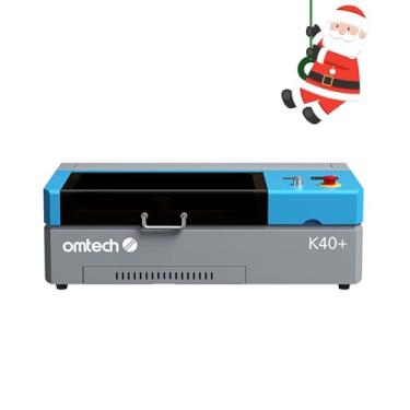 Imagem de OMTech K40+ Gravador a laser CO2 de 45 W, cortador a laser de mesa de 30,5 x 20,3 cm para uso doméstico, compatível com laserGRBL, suporte de ar com cabeça de laser ajustável para vidro de madeira
