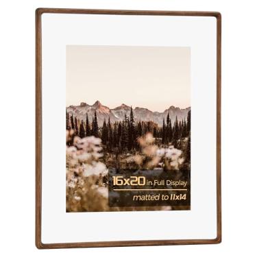 Imagem de Porta-retrato de 40,6 x 50,8 cm, moldura de madeira maciça com vidro temperado, molduras de mesa 28 x 35 com tapete ou 40 x 50 sem tapete para decoração de parede