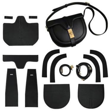 Imagem de POPSEWING Kit de bolsa de couro DIY, kit de bolsa de ombro DIY para presente personalizado de Natal para namorada (escuro)