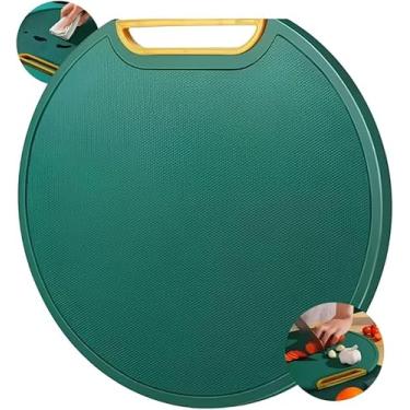 Imagem de Tábua de Corte Retangular em Polietileno, Verde, 34x28x2 cm, Antiderrapante, para Carnes, Legumes e Frutas, Não Poroso, com Suporte