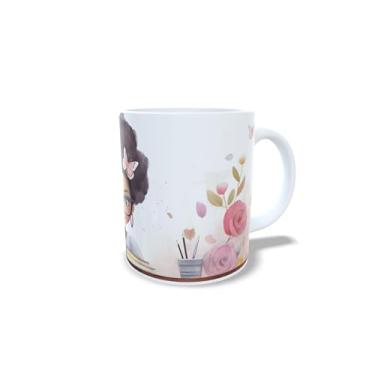 Imagem de Caneca de Cerâmica 325ml Dia dos Professores, Design Floral com Ilustração, Presente para Professora (14113)