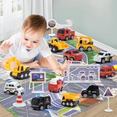 Imagem de Generic Conjunto de Veículos Urbanos, Mini Carro Retrátil, Brinquedos Com Tapete de Jogo, Ferramenta de Aprendizagem Educacional para Crianças Com Mais de 1 Ano de Idade, Escolha de Presente de