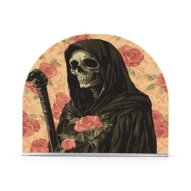 Imagem de xigua Suporte de guardanapo de colheitadeira de padrão rosa para mesas, porta-guardanapos de papel de placa acrílica elegante, dispensador de papel de seda independente moderno para sala de jantar