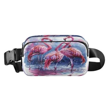 Imagem de CEBUGI Mini pochetes de caminhada para homens e mulheres, pochetes de flamingos modernos resistentes à água com cinto ajustável para treino, viagem, corrida