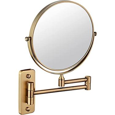 Imagem de LMJYU Espelho de parede para banheiro, espelho de maquiagem montado na parede, espelho de ampliação, espelho retrovisor de 20 cm dupla face 1x/7x HD cosmético iluminado giratório de 360° para barbear