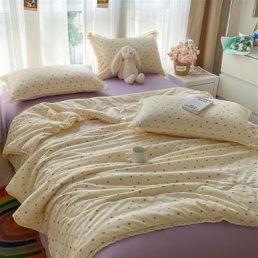 Imagem de Conjunto de quatro peças com estampa floral e colcha de verão, adequado para quarto, lençol de cama com fronhas, tecido doméstico, 02.200 x 230 cm, 4 peças