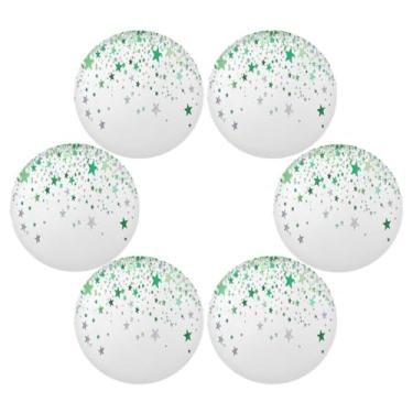 Imagem de Wassud Jogo americano conjunto de 6 tapetes redondos de estrelas verdes caindo para cozinha e jantar tapetes laváveis resistentes ao calor para decoração de mesa 39 cm