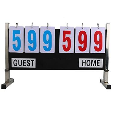 Imagem de uhyOHF Flipper de placar, placar de basquete portátil de 6 dígitos com suporte, placar de pontuação multifuncional, para jogos, vôlei, basquete, futebol, pingue-pongue, badminton (