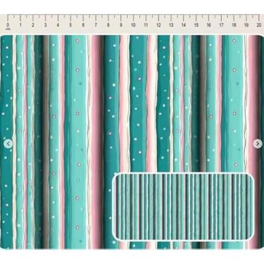 Imagem de Tecido Tricoline digital Coleção Cute Kokeshi listrado 50 x 150 cm