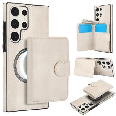 Imagem de Para Samsung Galaxy S23 Carteira ultra destacável compatível com Magsafe capa de carregamento sem fio com suporte para cartão, compartimento para dinheiro, suporte 2 em 1 capa à prova de choque