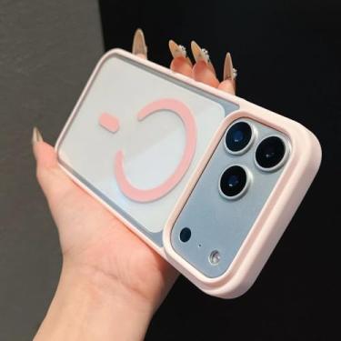 Imagem de Capa transparente em acrílico rosa para iPhone 17 Air, 17 Pro Max, 16, 15, 14 Pro Max Plus, 13, 12 Mini, 11, 16E, SE4 e 17 Pro. Compatível também com iPhone 15 Pro Max.