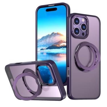 Imagem de XKchatpt Mag-Stand Capa Magnética com Anel Rotativo de 360° para iPhone 16 ProMax; [Compatível com Magsafe] Capa de Silicone Rígido Transparente à Prova de Choque com Suporte de Anel para iPhone 16