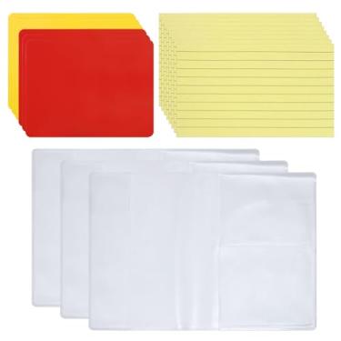 Imagem de ONLYKXY Conjunto de cartas de futebol de PVC com capa de cartão de plástico papéis de gravação para treinadores kit de acessórios de árbitro de advertência vermelho amarelo cartão ejeção para árbitro