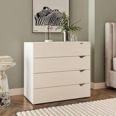 Imagem de Cômoda 4 Gavetas Branca e Creme Porto Politorno