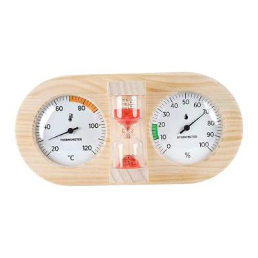 Imagem de Ｂｅｓｇａ Termômetro e higrômetro para sauna, ampulheta, higrotermógrafo, de temperatura e umidade 3 em 1 para hotel, berçário escritório, Vermelho