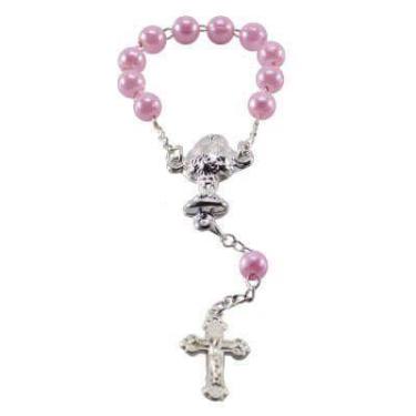 Imagem de 12 Mini Terços de Pérola com Cálice de Eucaristia - SJO, Rosa