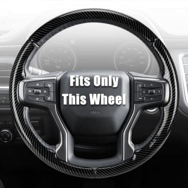 Imagem de Aimato Capa de volante personalizada para Chevy Silverado 1500 2019-2025/2500 3500 2020-2025/Blazer 2019-2025/Suburban Tahoe 2021-2024, fina, antiderrapante, resistente a arranhões para Chevrolet