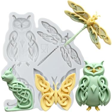 Imagem de MYPRACS Molde de silicone para fondant de coruja libélula para decoração de bolo de açúcar topo de cupcake pasta de goma de chocolate argila de polímero