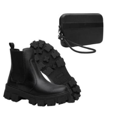 Imagem de Bota Feminina Cano Curto Chelsea Tratorada + Carteira Casual-Feminino