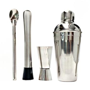 Imagem de Kit Caipirinha Bartender Inox Coqueteleira 4 peças 500ml - Socador - Dosador Drinks Colher Premium