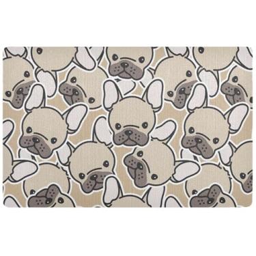 Imagem de TSENQUE Tapete de porta frontal para cachorro buldogue francês Pug entrada interna, tapete de banheiro absorvente de água antiderrapante, 81 cm x 50 cm