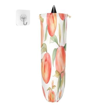 Imagem de Porta-sacos plásticos florais de pintura pêssegos, suportes de saco de plástico, suportes de saco de plástico para suporte de parede de sacolas de supermercado