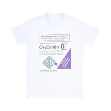 Imagem de Camiseta Engraçada De Algodão Com Estampa De Oxycontin 80mg Para Homen