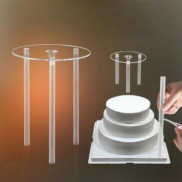 Imagem de Kit de empilhamento de bolos para bolos em camadas de 15 cm - 3 hastes de suporte de plástico e 1 placa divisória - Cavilhas reutilizáveis seguras para alimentos para casamento, bolos de aniversário