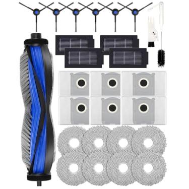 Imagem de Kit de peças de reposição para ECOVACS DEEBOT T50 Omni/T50 PRO Omni- Conjunto de acessórios de 27 peças com escova em forma de V, 6 escovas laterais, 8 esfregões, 4 filtros HEPA, 6 sacos de pó e