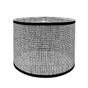 Imagem de Antrader Abajur de vime preto para luminária de mesa e chão, 33 cm superior x 33 cm inferior x 25 cm de altura, fácil de montar, abajur moderno de tambor
