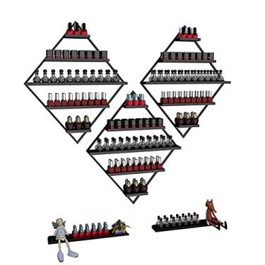 Imagem de Prateleiras de metal para armazenamento de esmaltes de parede, organizador de esmalte de dedo de 5 camadas para parede, prateleira de armazenamento de esmaltes de unhas, suporte de exibição de óleo